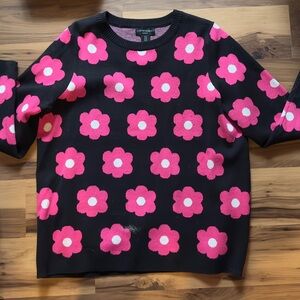 Cynthia Rowley Black and Pink Floral Sweater size 1X